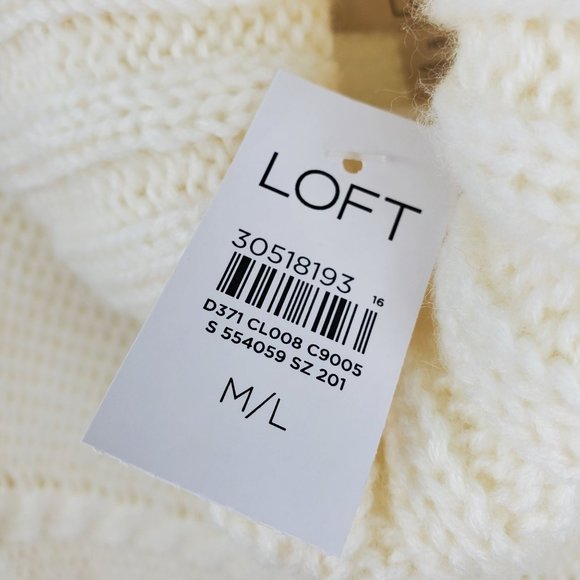 NWT Loft Ann Taylor Cream Oversized Cable Knit Poncho Sweater M / Large - Picture 2 of 11